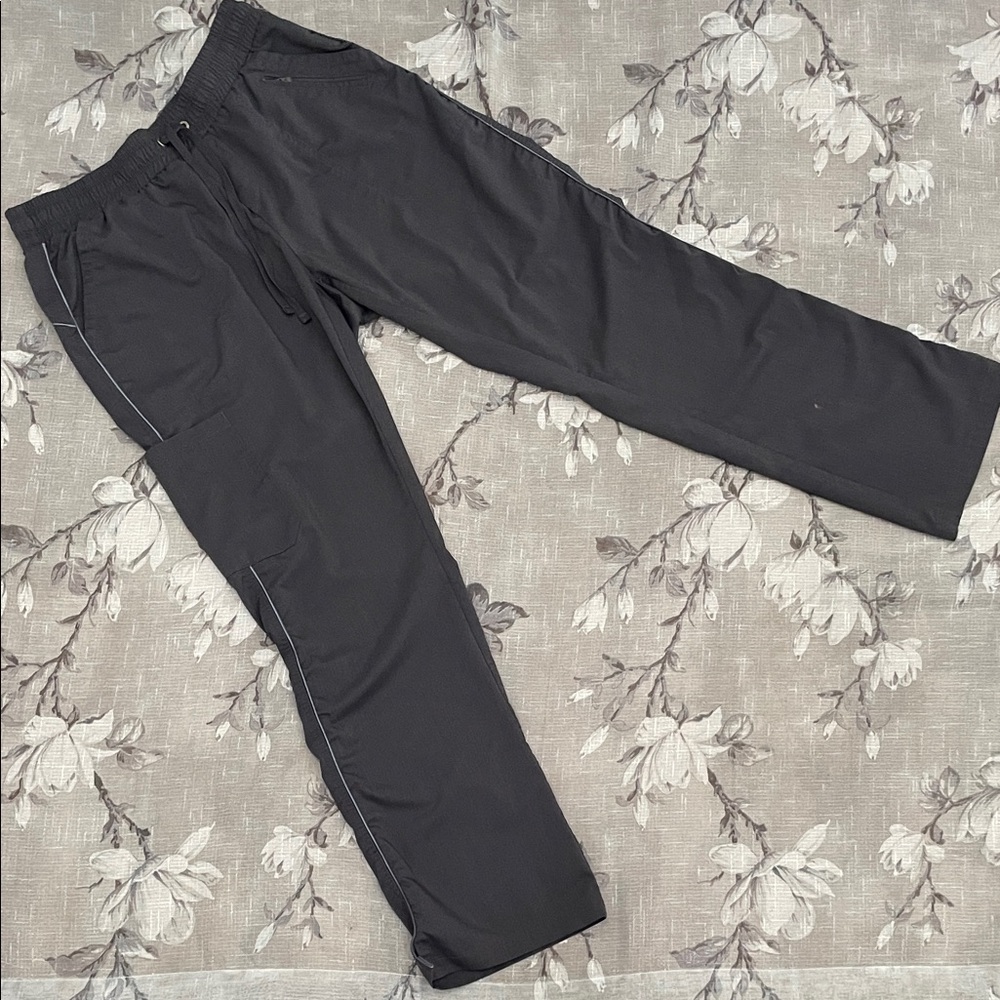 Healing Hands Purple Label Gray Scrub Pants L Straight Leg Stretch